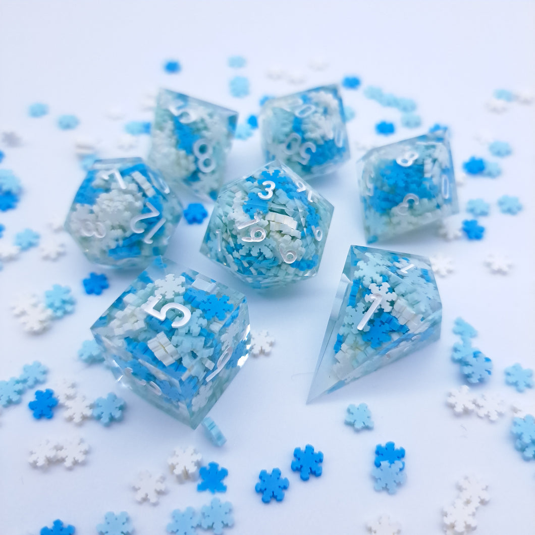 Snowflakes blue [Handmade Dice Set]