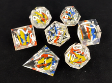 Load image into Gallery viewer, Marble Dice - Clear Rainbow [Sharp Edge] Hand made
