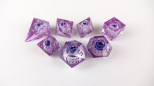 Load image into Gallery viewer, Eye Rolling Dice - Light Purple Color - polyhedral set [Sharp Edge] Hand made
