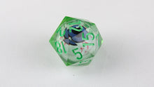 Load image into Gallery viewer, Eye Rolling Dice - Light Green Color - polyhedral set [Sharp Edge] Hand made
