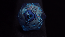 Load image into Gallery viewer, Eye Rolling Dice - Dark Blue Color - polyhedral set [Sharp Edge] Hand made
