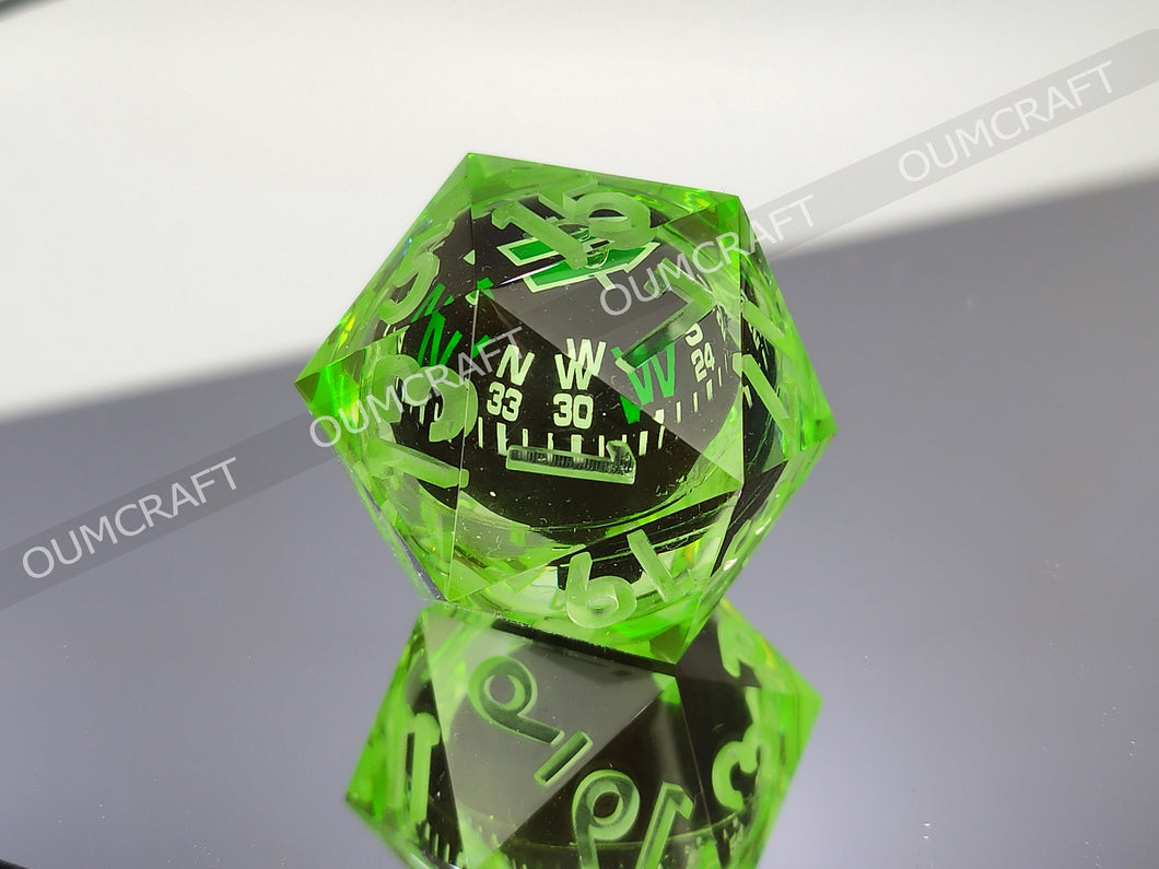 Compass Dice 32mm - Green color [Handmade - made to order]