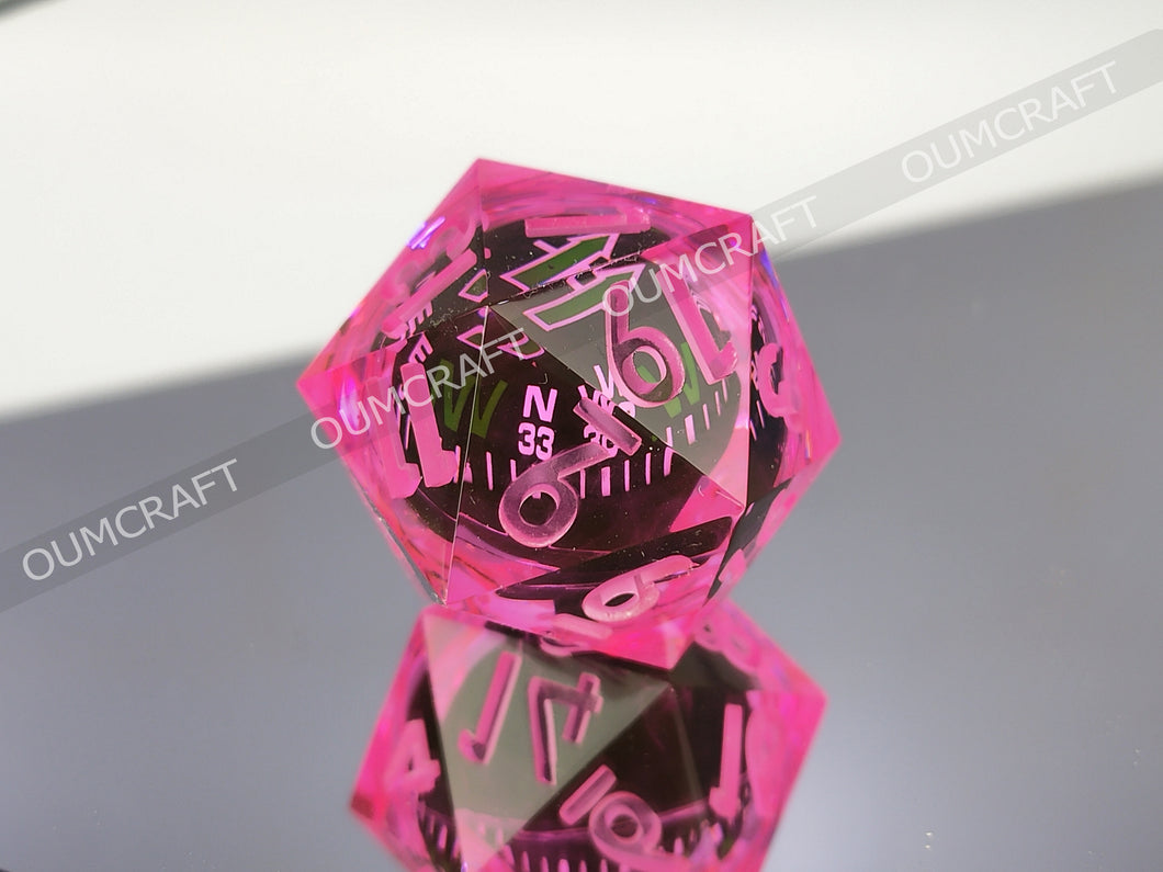 Compass Dice 32mm - Pink color [Handmade - made to order]