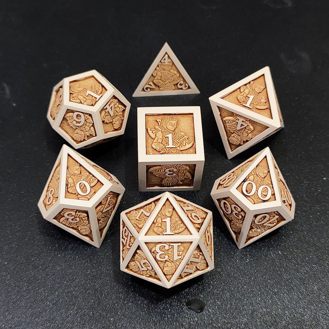 Hero Class Dice - Light Brown [polyhedral set Sharp Edge-Handmade]