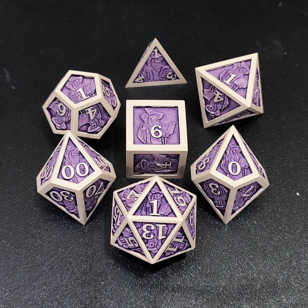 Hero Class Dice - Purple [polyhedral set Sharp Edge-Handmade]