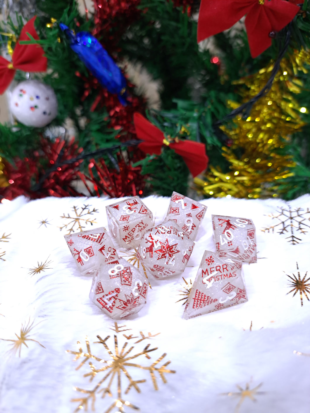 White Christmas Dice Set [Handmade]