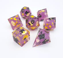 Load image into Gallery viewer, Purple Meow to the moon Dice Set [Handmade]
