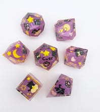 Load image into Gallery viewer, Purple Meow to the moon Dice Set [Handmade]
