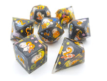 Load image into Gallery viewer, Black Rabbit adventures in space [Handmade Dice Set]
