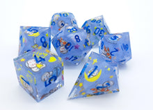 Load image into Gallery viewer, Blue Rabbit adventures in space  [Handmade Dice Set]
