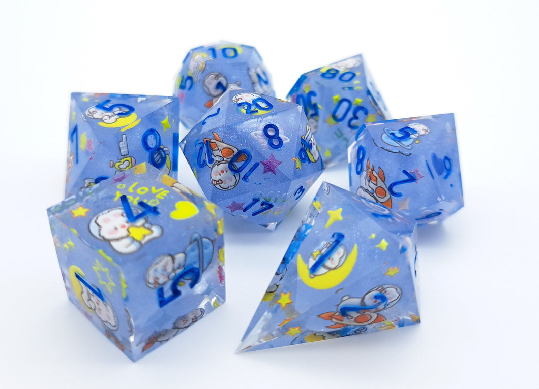 Blue Rabbit adventures in space  [Handmade Dice Set]