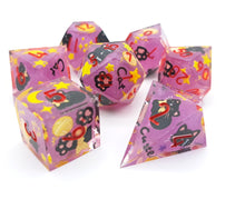 Load image into Gallery viewer, Purple Meow to the moon Dice Set [Handmade]
