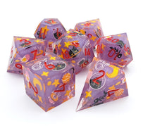 Load image into Gallery viewer, Purple Meow astronaut [Handmade Dice Set]
