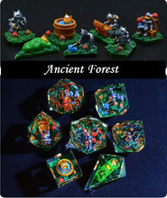 Load image into Gallery viewer, Cat adventurer dice Diorama - polyhedral set [Sharp Edge] Hand made

