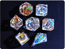 Load image into Gallery viewer, Cat adventurer dice Diorama - polyhedral set [Sharp Edge] Hand made
