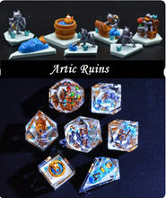 Load image into Gallery viewer, Cat adventurer dice Diorama - polyhedral set [Sharp Edge] Hand made
