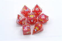 Load image into Gallery viewer, Jolly Carnival dice 3 colors Dice- polyhedral set [Sharp Edge] Hand made
