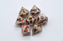 Load image into Gallery viewer, Red Panda Autumn Dice- polyhedral set [Sharp Edge] Hand made
