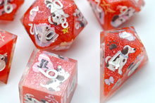 Load image into Gallery viewer, Little Dog - Dalmatian - 3 colors Red,Dark Blue and Light Blue Colors -polyhedral set [Sharp Edge] [Handmade]
