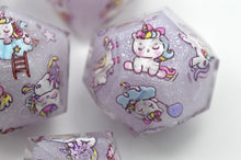 Load image into Gallery viewer, Unicorn Dreams Dice- polyhedral set [Sharp Edge] Hand made
