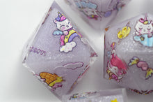 Load image into Gallery viewer, Unicorn Dreams Dice- polyhedral set [Sharp Edge] Hand made
