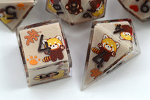 Load image into Gallery viewer, Red Panda Autumn Dice- polyhedral set [Sharp Edge] Hand made
