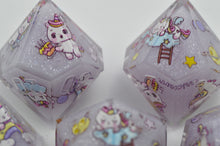 Load image into Gallery viewer, Unicorn Dreams Dice- polyhedral set [Sharp Edge] Hand made
