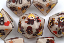 Load image into Gallery viewer, Red Panda Autumn Dice- polyhedral set [Sharp Edge] Hand made
