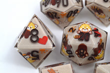 Load image into Gallery viewer, Red Panda Autumn Dice- polyhedral set [Sharp Edge] Hand made
