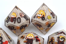 Load image into Gallery viewer, Red Panda Autumn Dice- polyhedral set [Sharp Edge] Hand made

