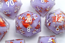 Load image into Gallery viewer, Fire Fox dice 3 colors Dice- polyhedral set [Sharp Edge] Hand made
