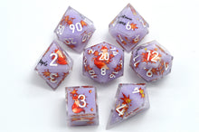 Load image into Gallery viewer, Fire Fox dice 3 colors Dice- polyhedral set [Sharp Edge] Hand made
