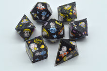 Load image into Gallery viewer, Black Rabbit adventures in space [Handmade Dice Set]
