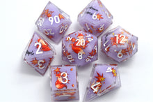 Load image into Gallery viewer, Fire Fox dice 3 colors Dice- polyhedral set [Sharp Edge] Hand made

