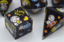 Load image into Gallery viewer, Black Rabbit adventures in space [Handmade Dice Set]
