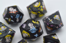 Load image into Gallery viewer, Black Rabbit adventures in space [Handmade Dice Set]
