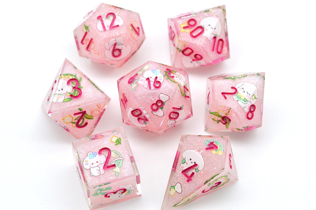 Little Dog with Lily of the valley - [Handmade Dice Set]