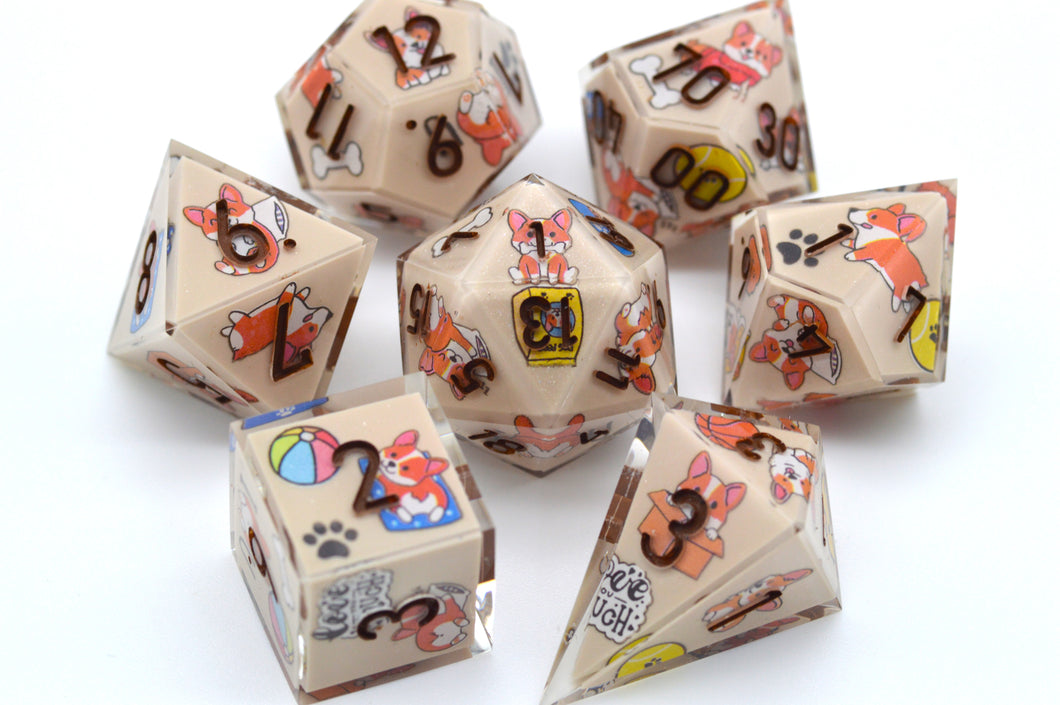 Little Dog Holiday Brown Color [Handmade Dice Set]