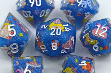 Load image into Gallery viewer, Jolly Carnival dice 3 colors Dice- polyhedral set [Sharp Edge] Hand made
