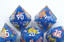 Load image into Gallery viewer, Jolly Carnival dice 3 colors Dice- polyhedral set [Sharp Edge] Hand made
