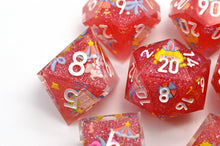 Load image into Gallery viewer, Jolly Carnival dice 3 colors Dice- polyhedral set [Sharp Edge] Hand made
