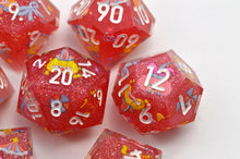 Load image into Gallery viewer, Jolly Carnival dice 3 colors Dice- polyhedral set [Sharp Edge] Hand made
