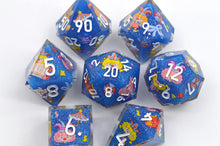 Load image into Gallery viewer, Jolly Carnival dice 3 colors Dice- polyhedral set [Sharp Edge] Hand made
