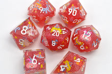 Load image into Gallery viewer, Jolly Carnival dice 3 colors Dice- polyhedral set [Sharp Edge] Hand made

