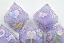 Load image into Gallery viewer, Winged Heart Dice- polyhedral set [Sharp Edge] Hand made
