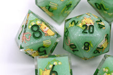Load image into Gallery viewer, Tiny Lily Dragon dice 2 colors Dice- polyhedral set [Sharp Edge] Hand made
