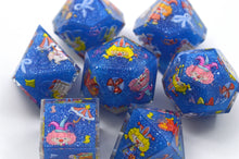 Load image into Gallery viewer, Jolly Carnival dice 3 colors Dice- polyhedral set [Sharp Edge] Hand made
