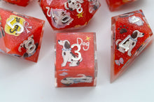 Load image into Gallery viewer, Little Dog - Dalmatian - 3 colors Red,Dark Blue and Light Blue Colors -polyhedral set [Sharp Edge] [Handmade]
