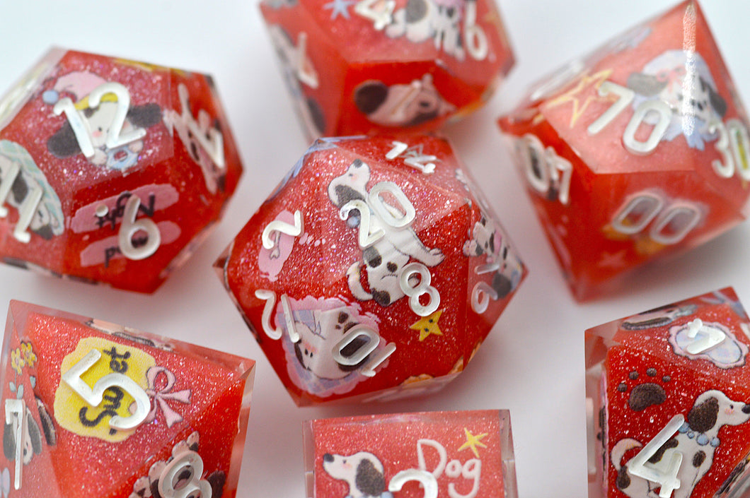 Little Dog - Dalmatian - 3 colors Red,Dark Blue and Light Blue Colors -polyhedral set [Sharp Edge] [Handmade]