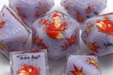 Load image into Gallery viewer, Fire Fox- 3 Colors Purple,Brown,Yellow- polyhedral set [Sharp Edge] Hand made
